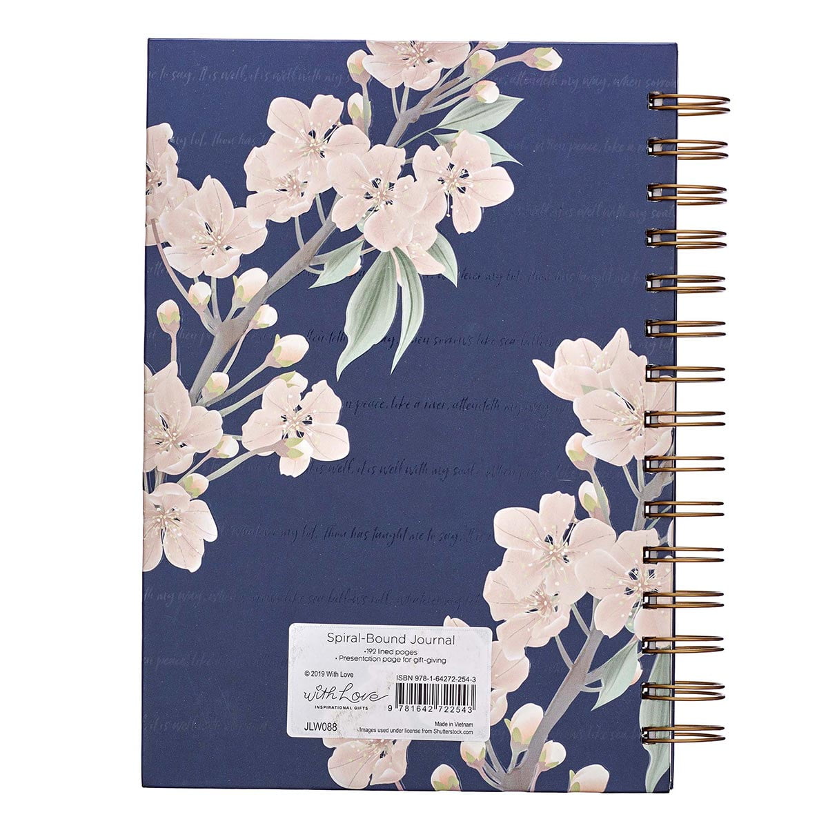Inspirational Spiral Journal Notebook for Women It is Well Navy Blue Floral Wire Bound w/192 Ruled Pages, Large Hardc... - Image 2