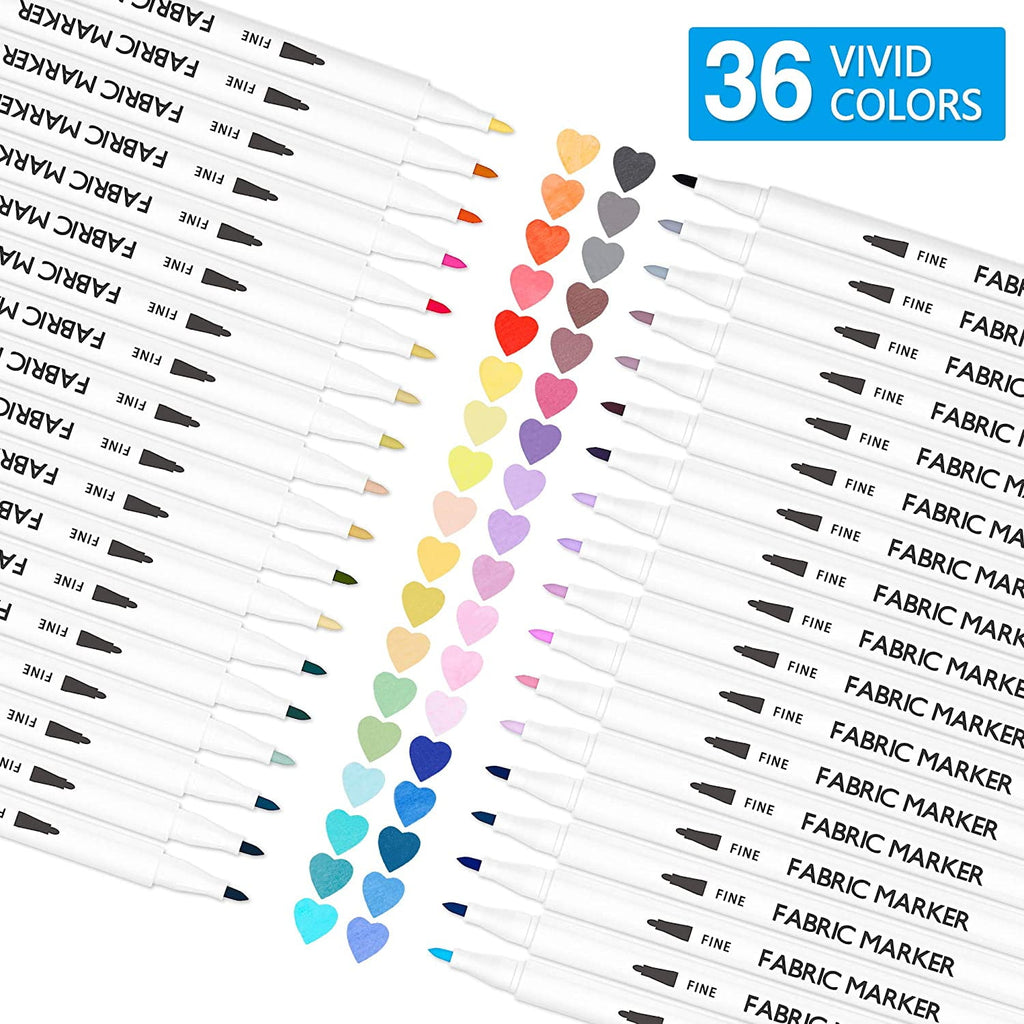 Shuttle Art Non-Toxic Permanent Fabric Markers (36 Colors) - Image 4
