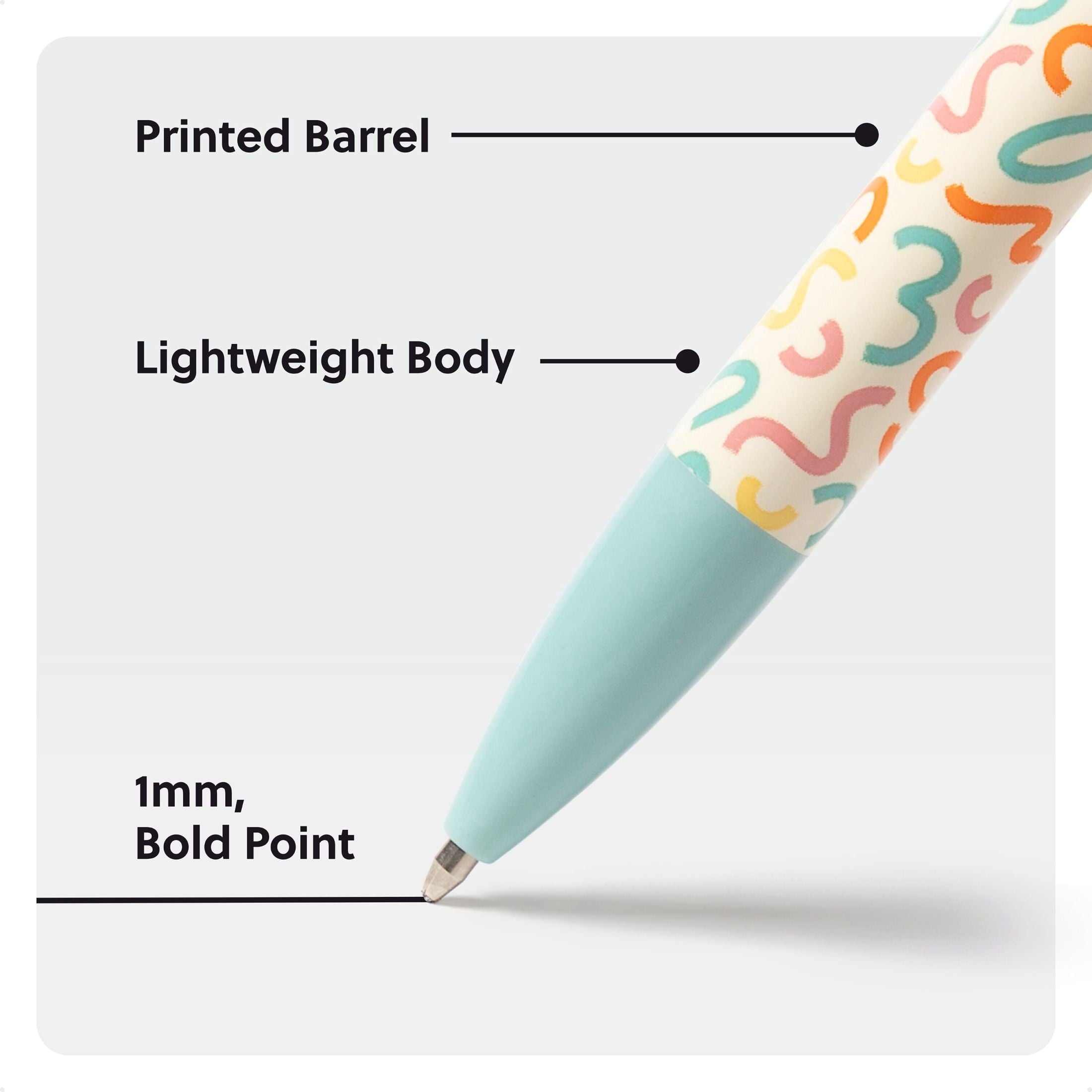 Laguna Ballpoint Pens, 6 Count, Colorful Cubist, Bold (1.0mm) Point, Black Ink - Image 3