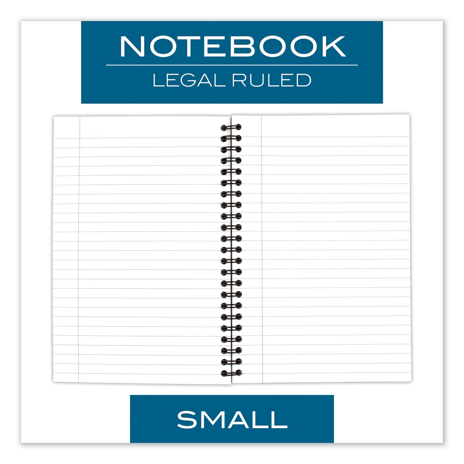 Wire bound Business Notebook, Wide/Legal Rule, Black Cover, 8" x 5", 80 Sheets - Image 5