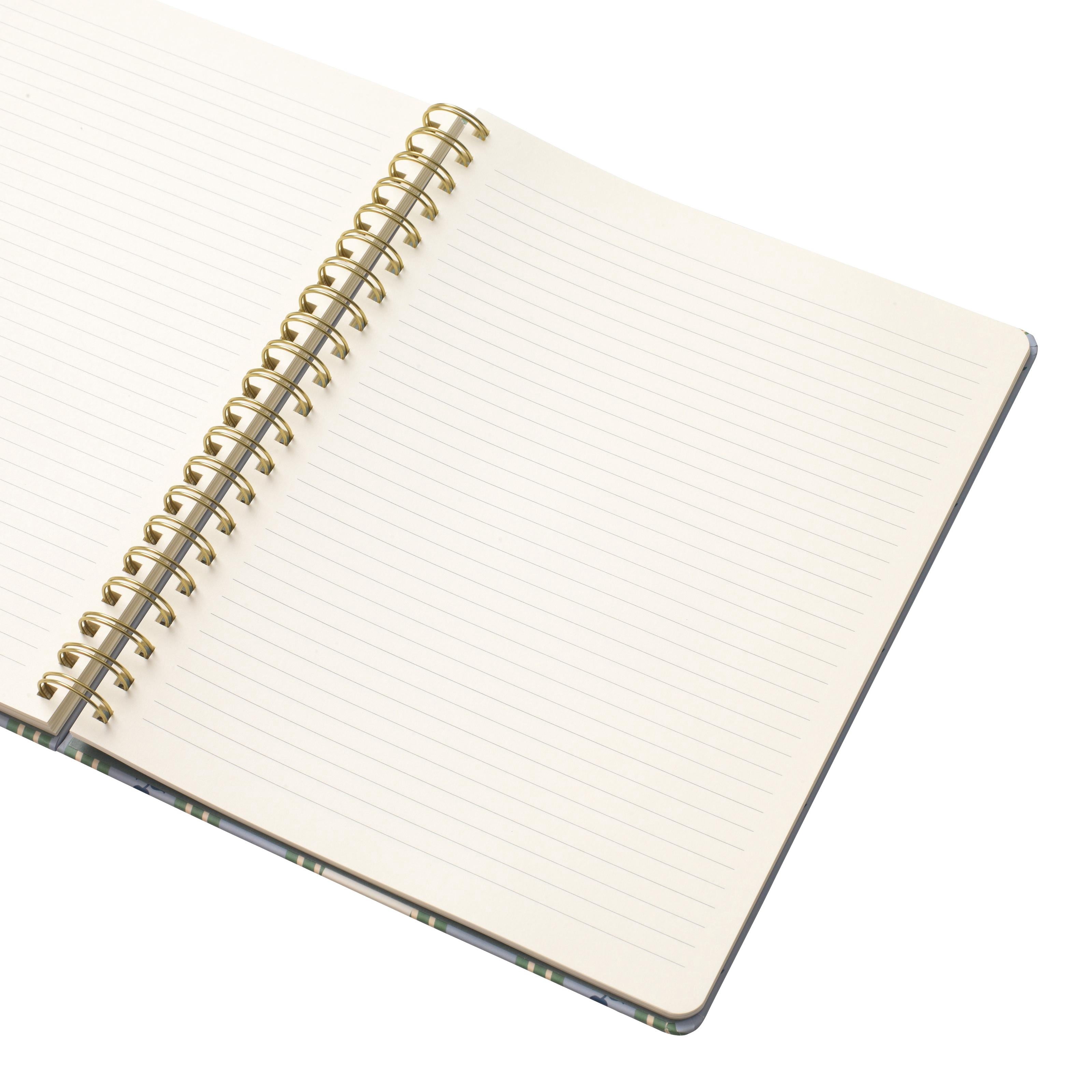 Papier To Go, College Ruled, Lined Notebook, Spiral, Hardcover, B5 Size - 7.1"" x 10"" inches, Stripe and Floral Print - Ric Rac, Blue - Image 3