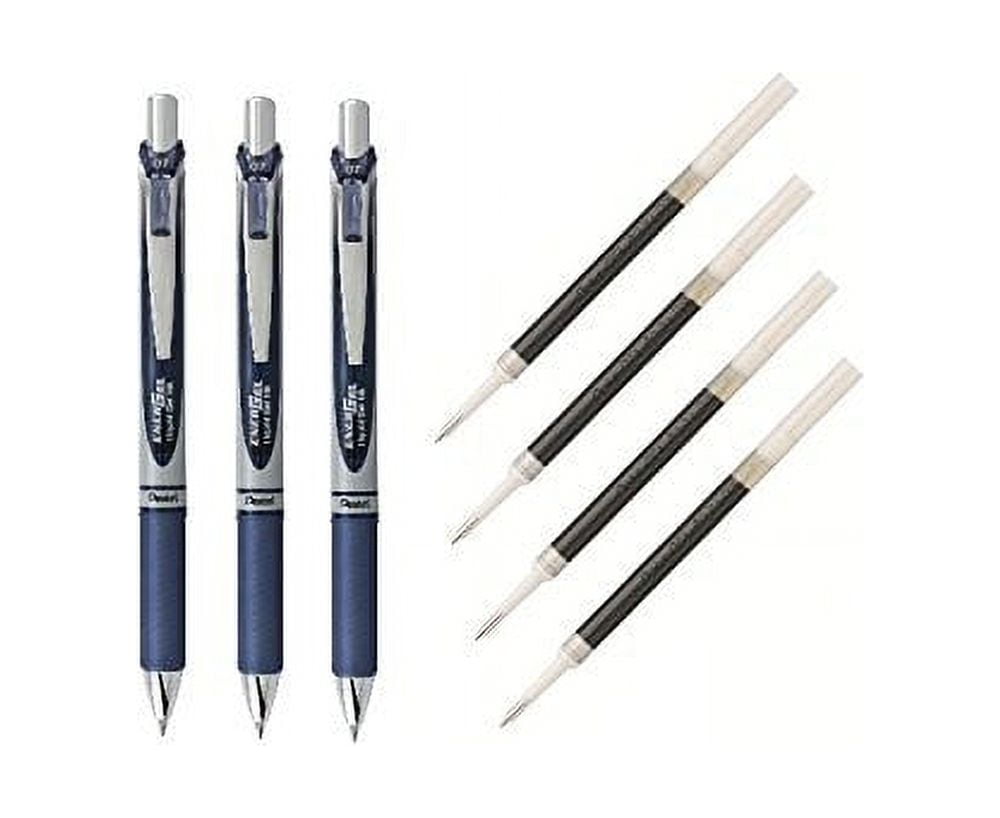 Pentel EnerGel Deluxe RTX Liquid Gel Ink Pen Set Kit, Pack of 3 with 4 Refills (Navy Blue - 0.7mm) - Image 2