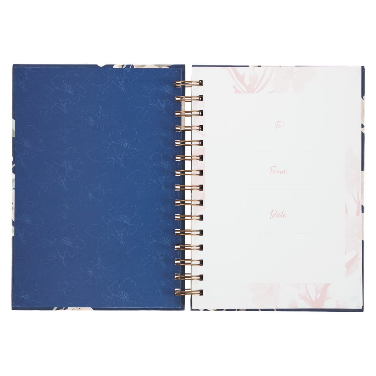 Inspirational Spiral Journal Notebook for Women It is Well Navy Blue Floral Wire Bound w/192 Ruled Pages, Large Hardc... - Image 3