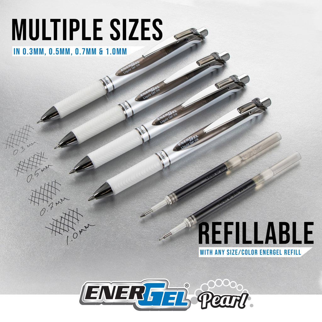 EnerGel Pearl RTX Gel Ink Pens, Medium Point, 0.7mm, Assorted Ink, Pack of 5 Pens - Image 3