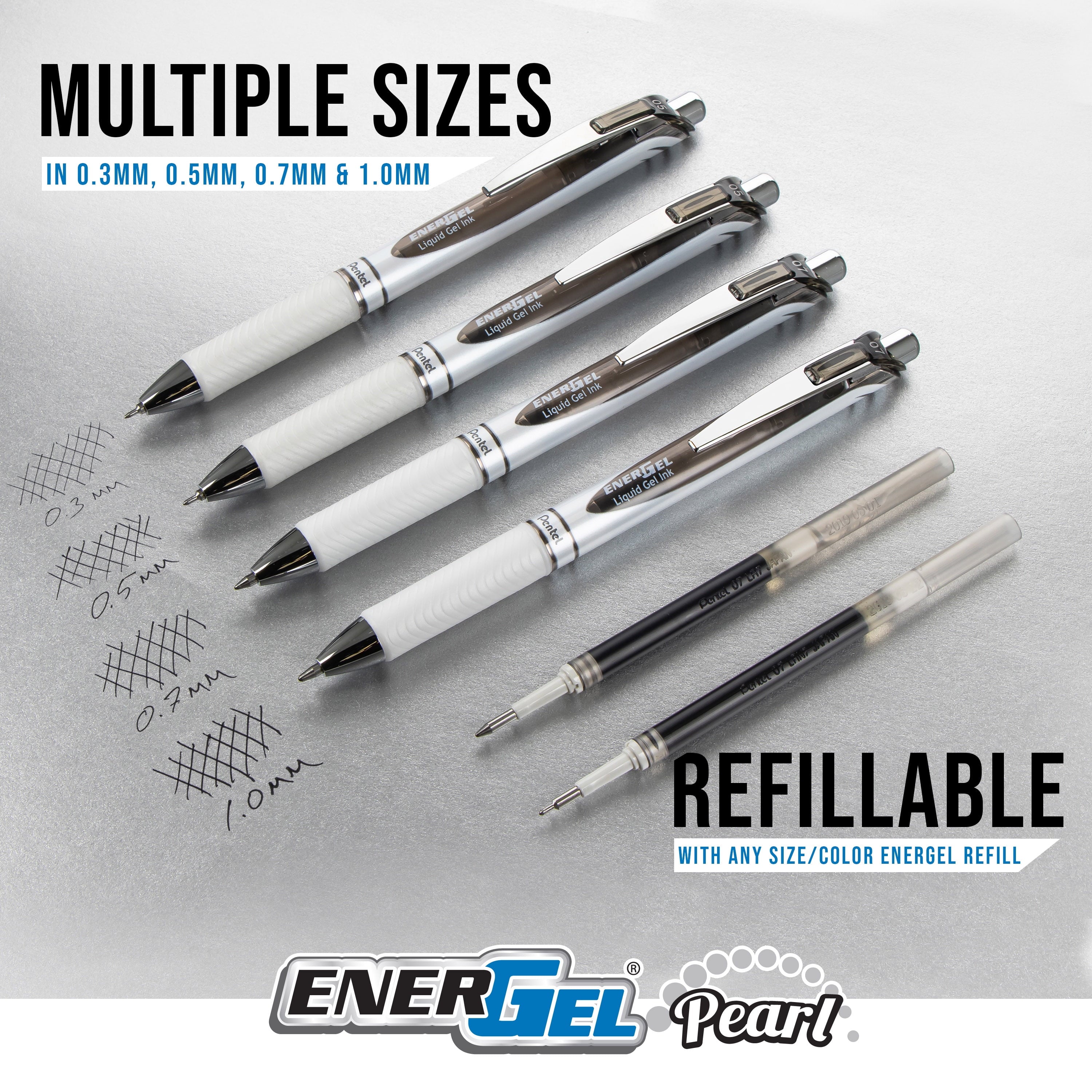 EnerGel Pearl RTX Gel Ink Pens, Medium Point, 0.7mm, Assorted Ink, Pack of 5 Pens - Image 3