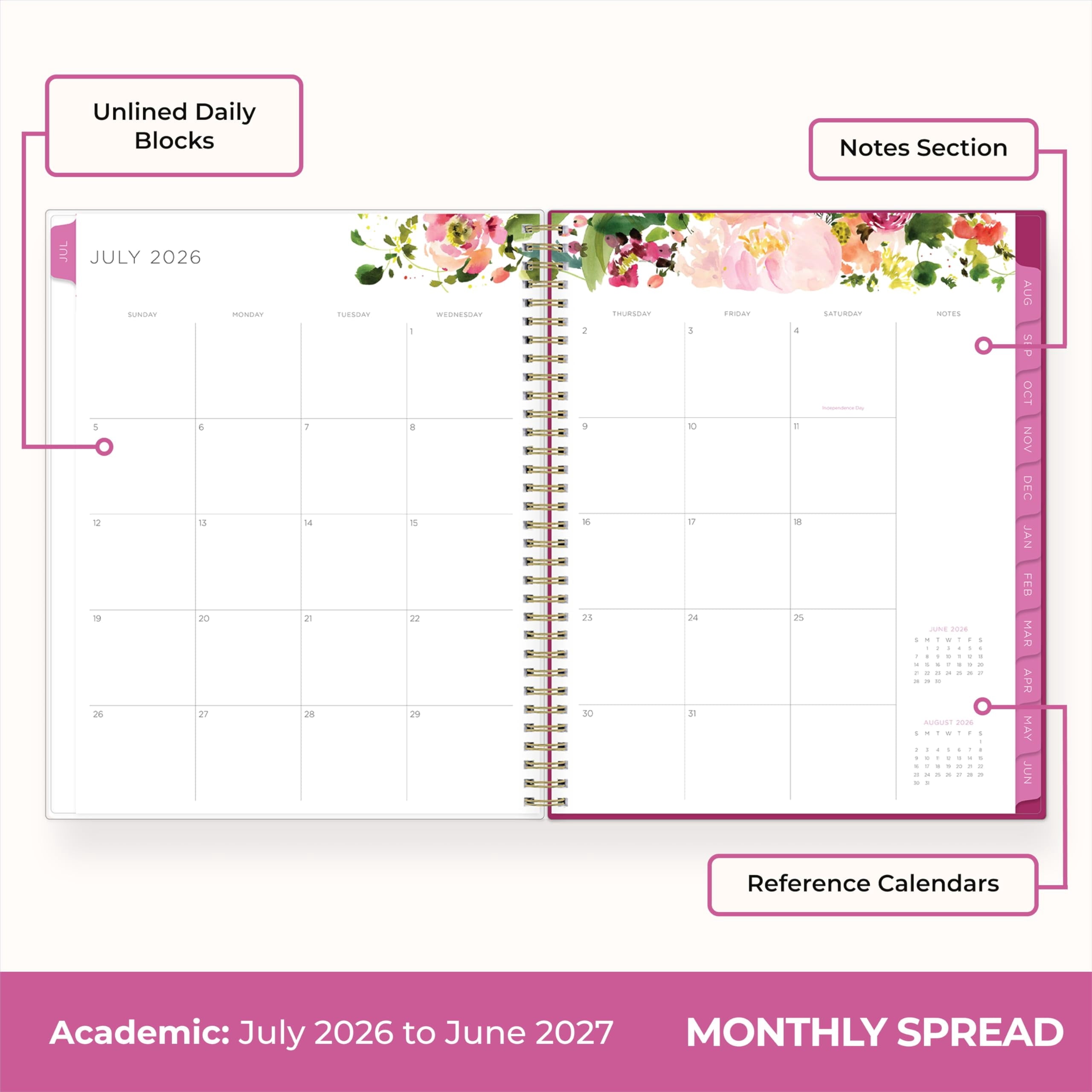 2026-2027 Weekly and Monthly Academic Year Teacher Lesson Planner Calendar, July 2026 - June 2027, 8.5" x 11", Magnet... - Image 4