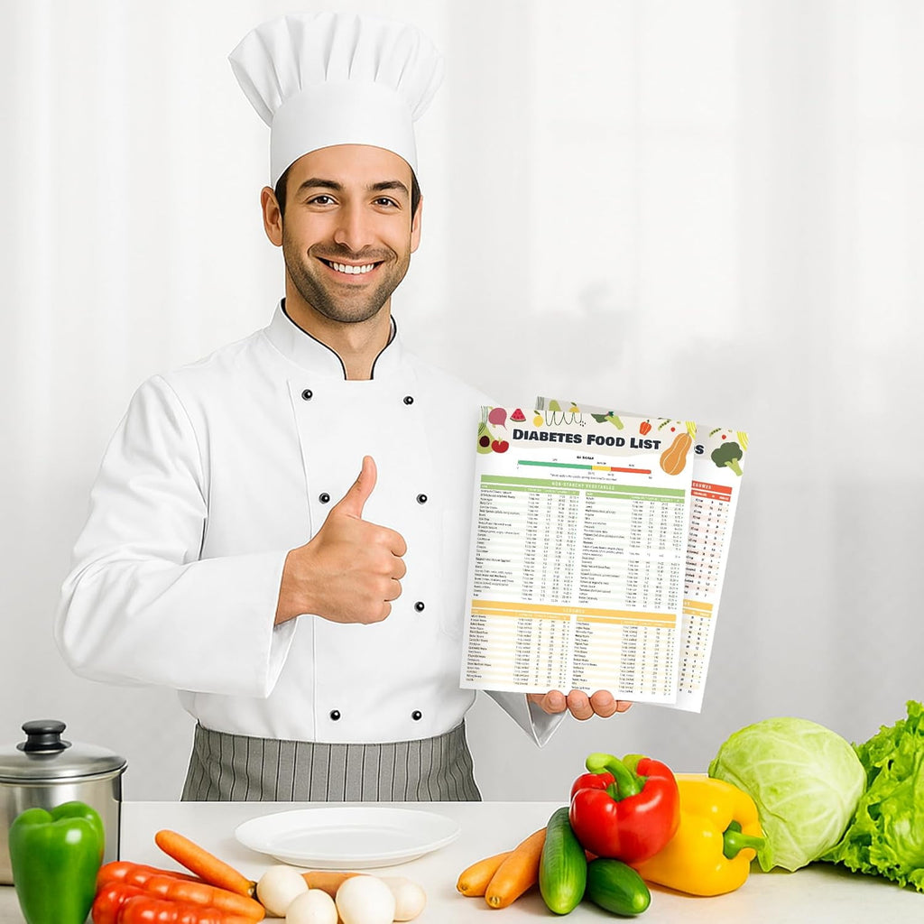 2pcs Diabetes Food Chart & Meal Planner for Diabetics - Laminated 8.5" x 11.5 Diabetic Food List Planner with Serving Size, Carbs, Calories - Image 2
