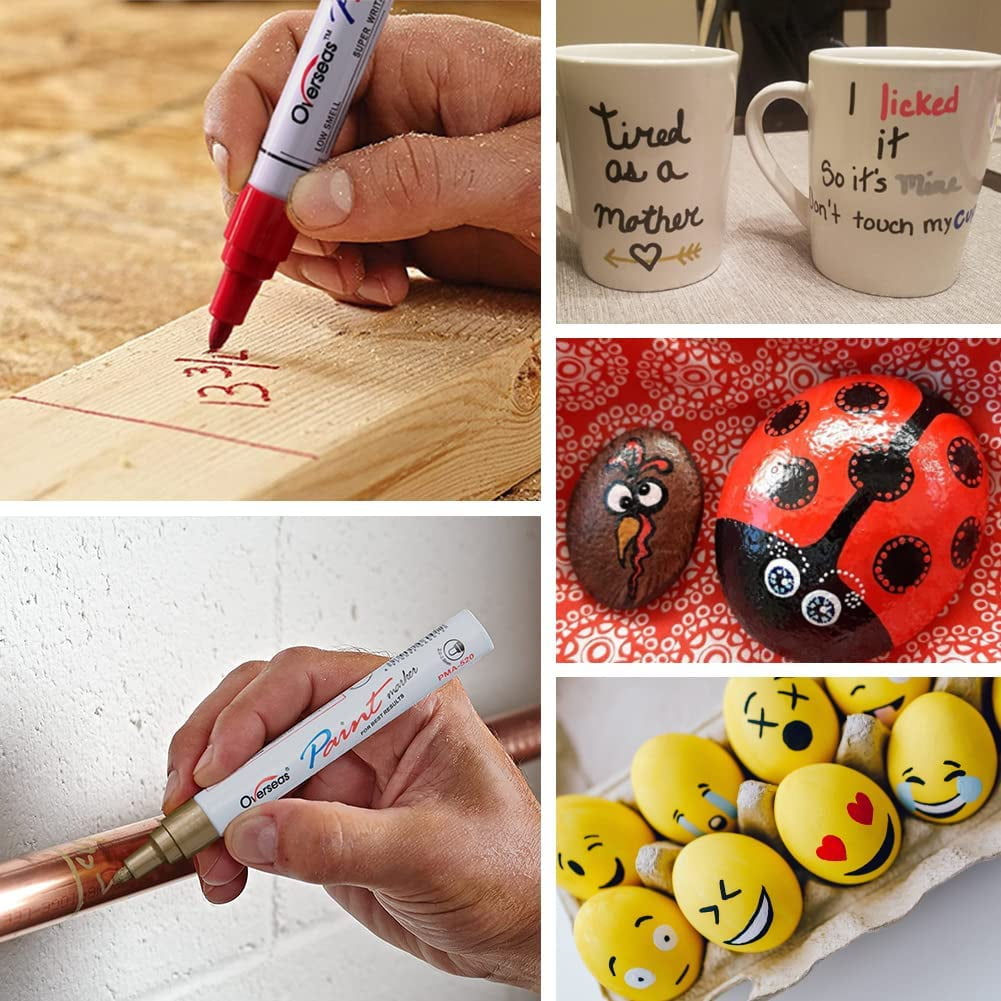 Permanent Paint Markers Pens - 3 Pack Gold Oil Based Paint Pens, Medium Tip, Quick Drying and Waterproof Marker Pen f... - Image 6