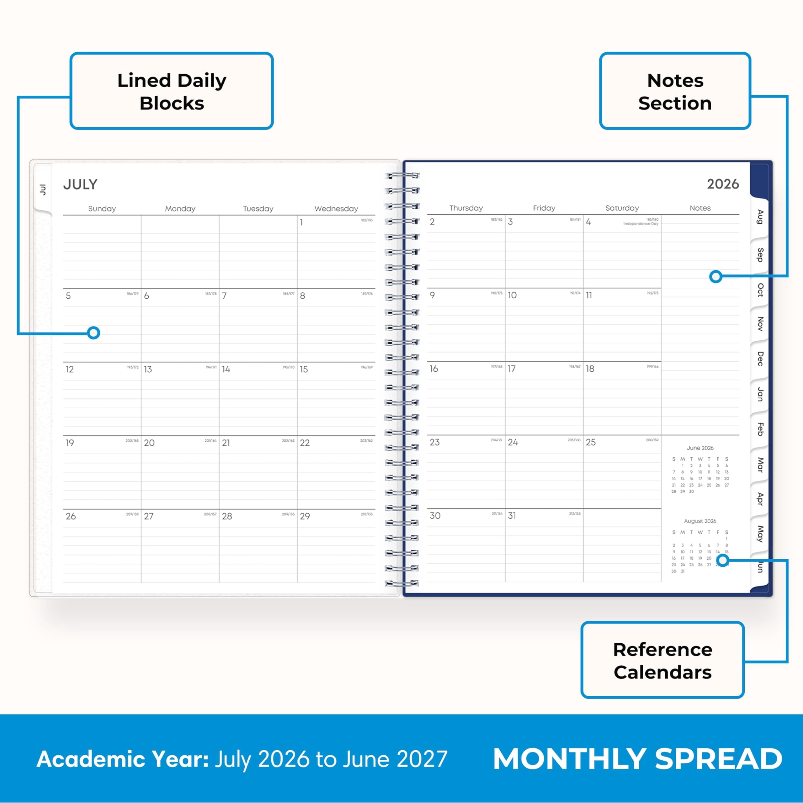 2026-2027 Monthly Academic Year Planner Calendar, July 2026 - June 2027, 8" x 10", Monthly Layout, Flexible Cover, La... - Image 3