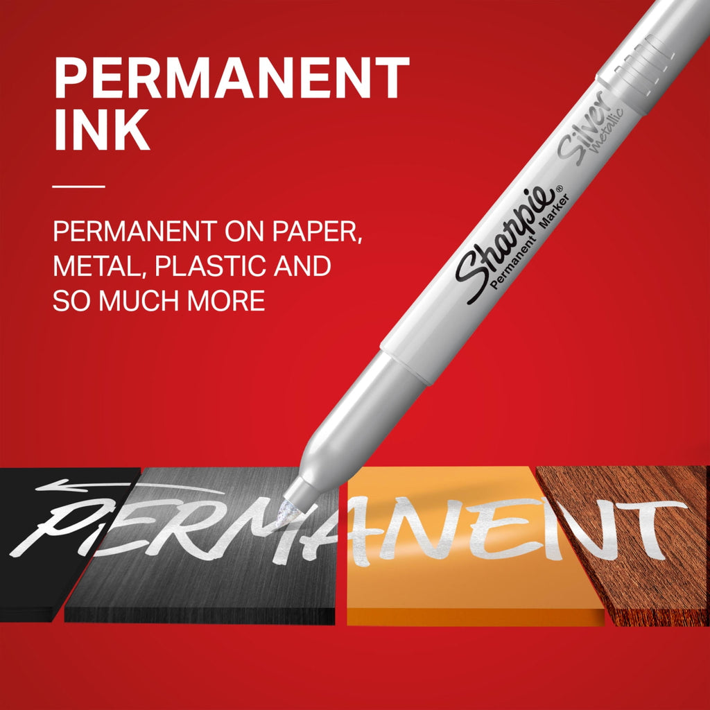 Metallic Permanent Markers, Fine Point, Silver, 12 Count - Image 2