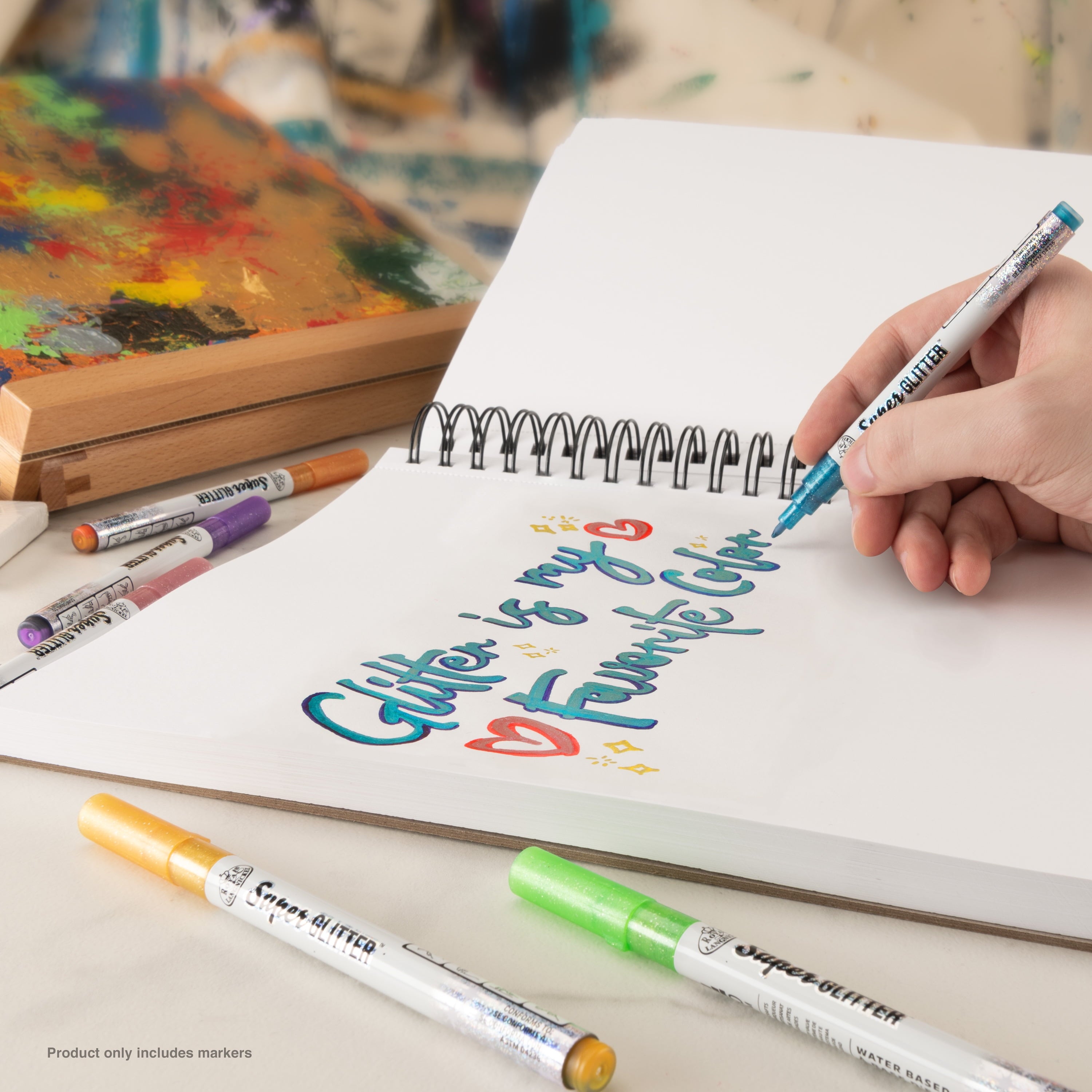 Super Glitter Artist 6 Piece Marker Set with 1. Tips - Image 3