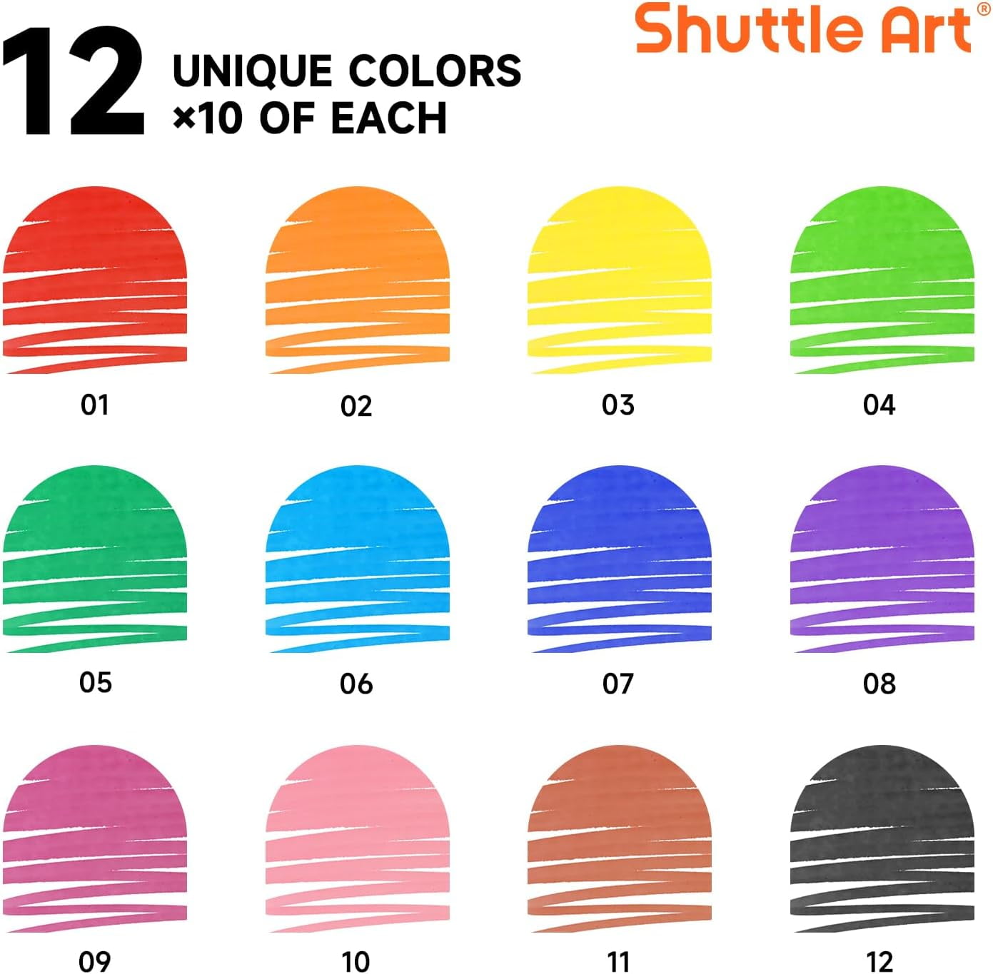 120 Count Washable Markers, 10 Assorted Colors Broad Line Conical Tip Large Markers Bulk with a Box - Image 2