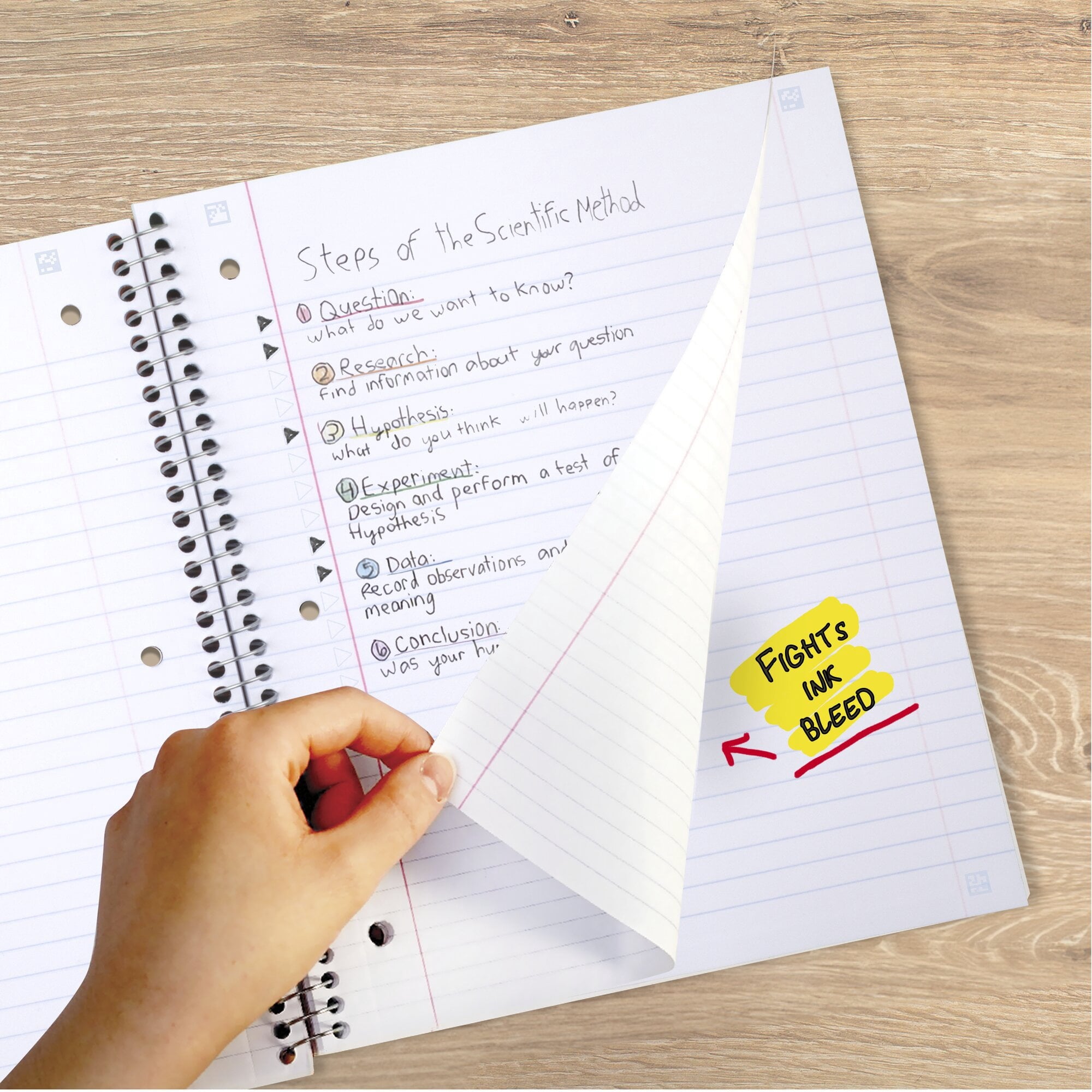 Spiral Notebook + Study App, 5 Subject, Wide Ruled, 8" x 10.5", Amethyst - Image 3