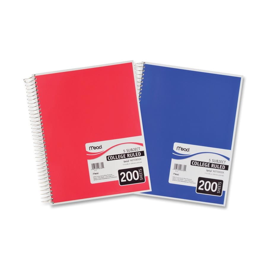 Spiral Notebook, 5 Subject, College Ruled, 200 Sheets, Assorted (06780) - Image 5