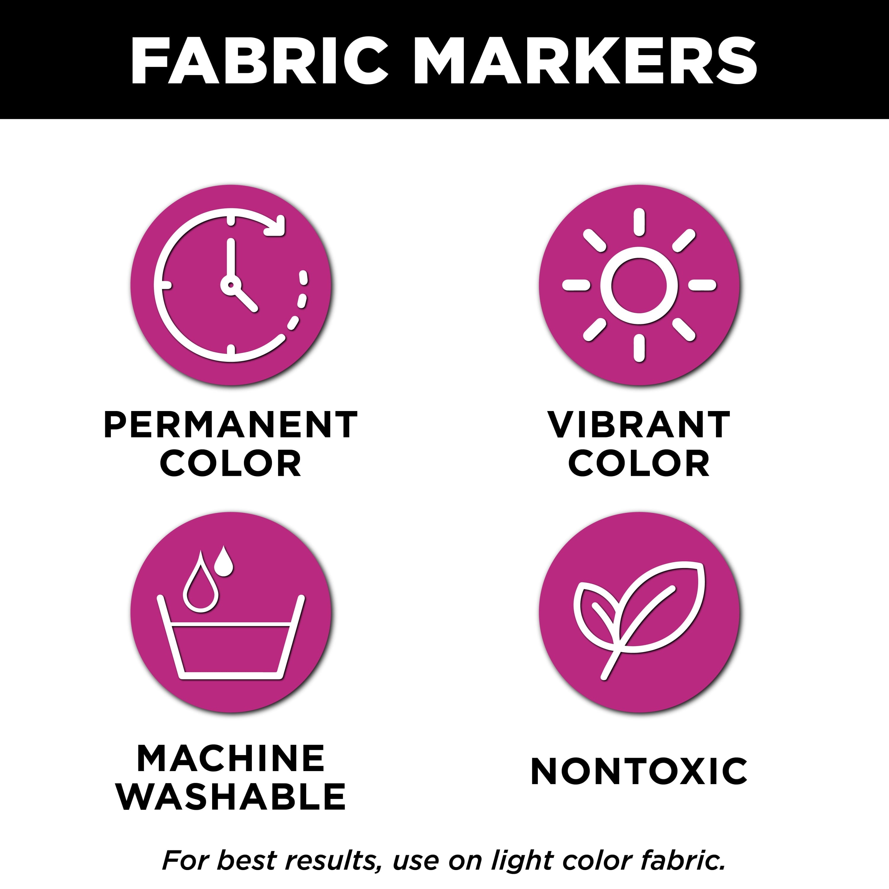 Fabric Markers Dual Tip 4 Pack Essentials, Permanent, Assorted Colors - Image 2