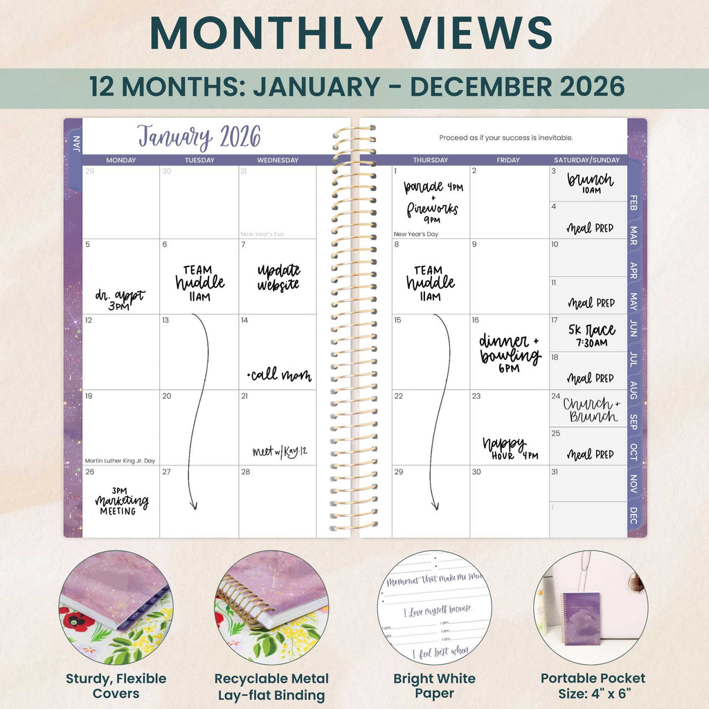 2026 Pocket Planner, 4" x 6", Mini Weekly & Monthly Agenda Organizer & Calendar Book, Good Things Are Coming - Image 3