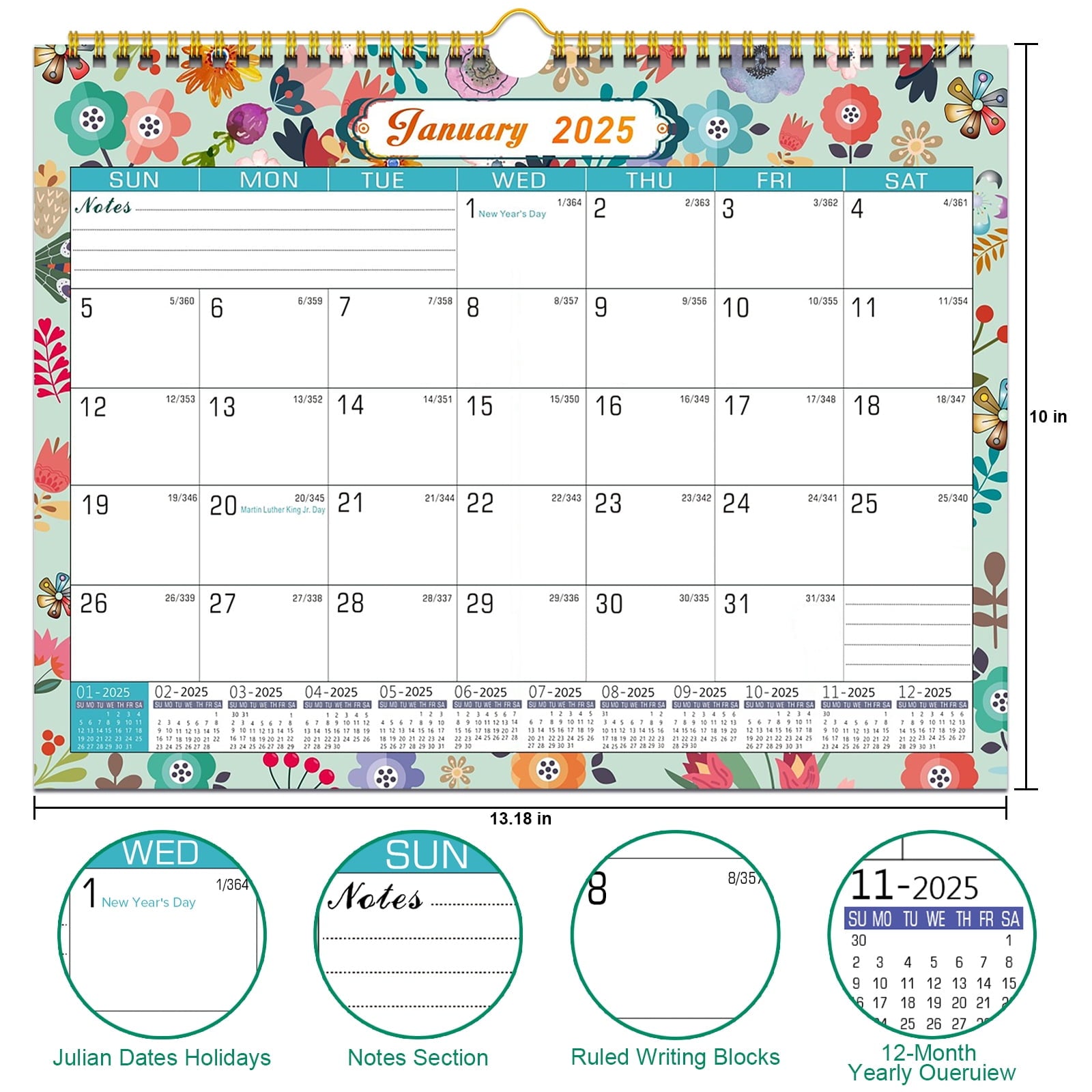 2025 Wall Calendar, 18 Months Daily Planner Agenda Monthly Planner for Home Office Classroom with 2 Pcs Planner Stick... - Image 3