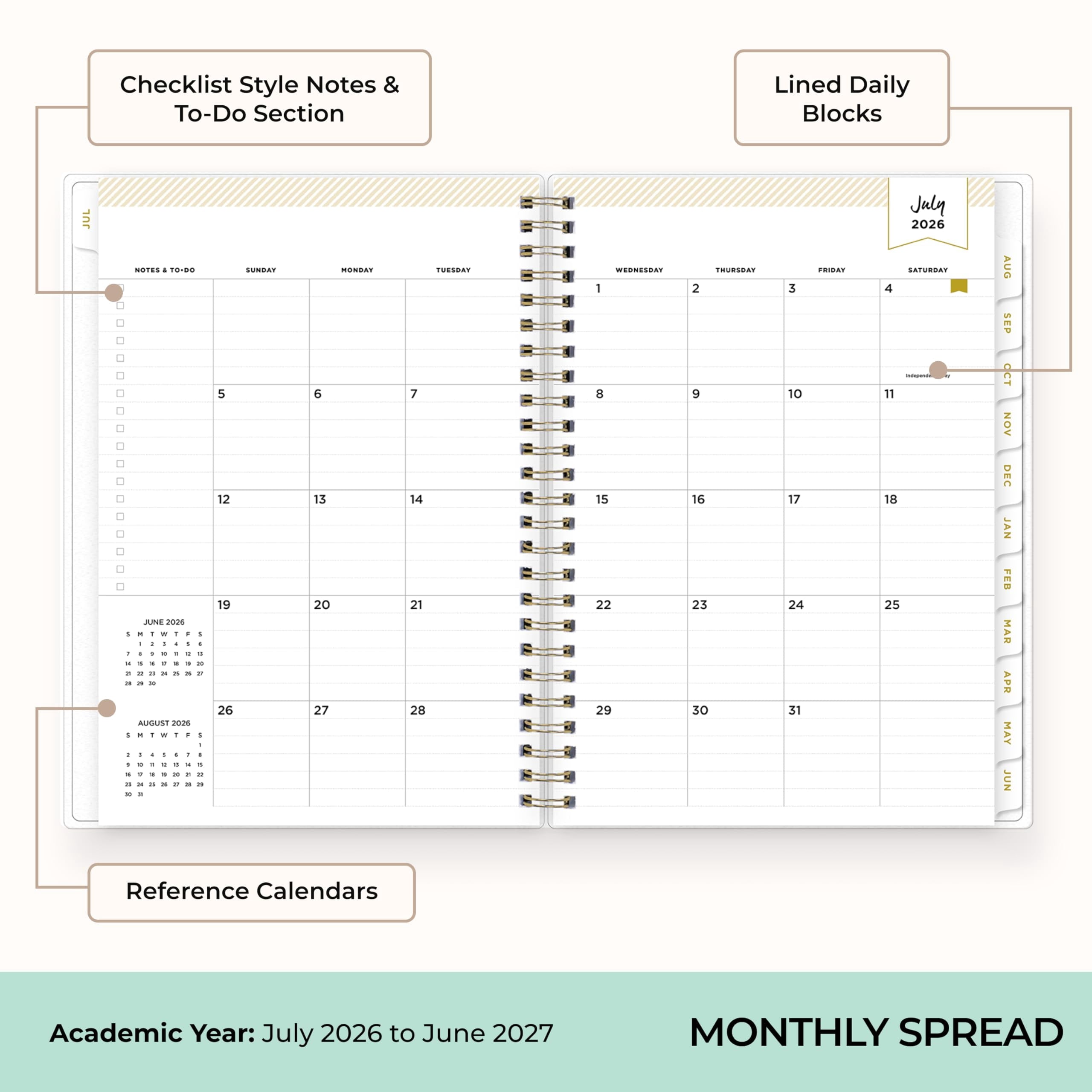 Blue Sky Day Designer 2026-2027 Weekly and Monthly Academic Year Planner Calendar, July 2026 - June 2027, 5.875" x 8.625",Storage Pocket, St - Image 4