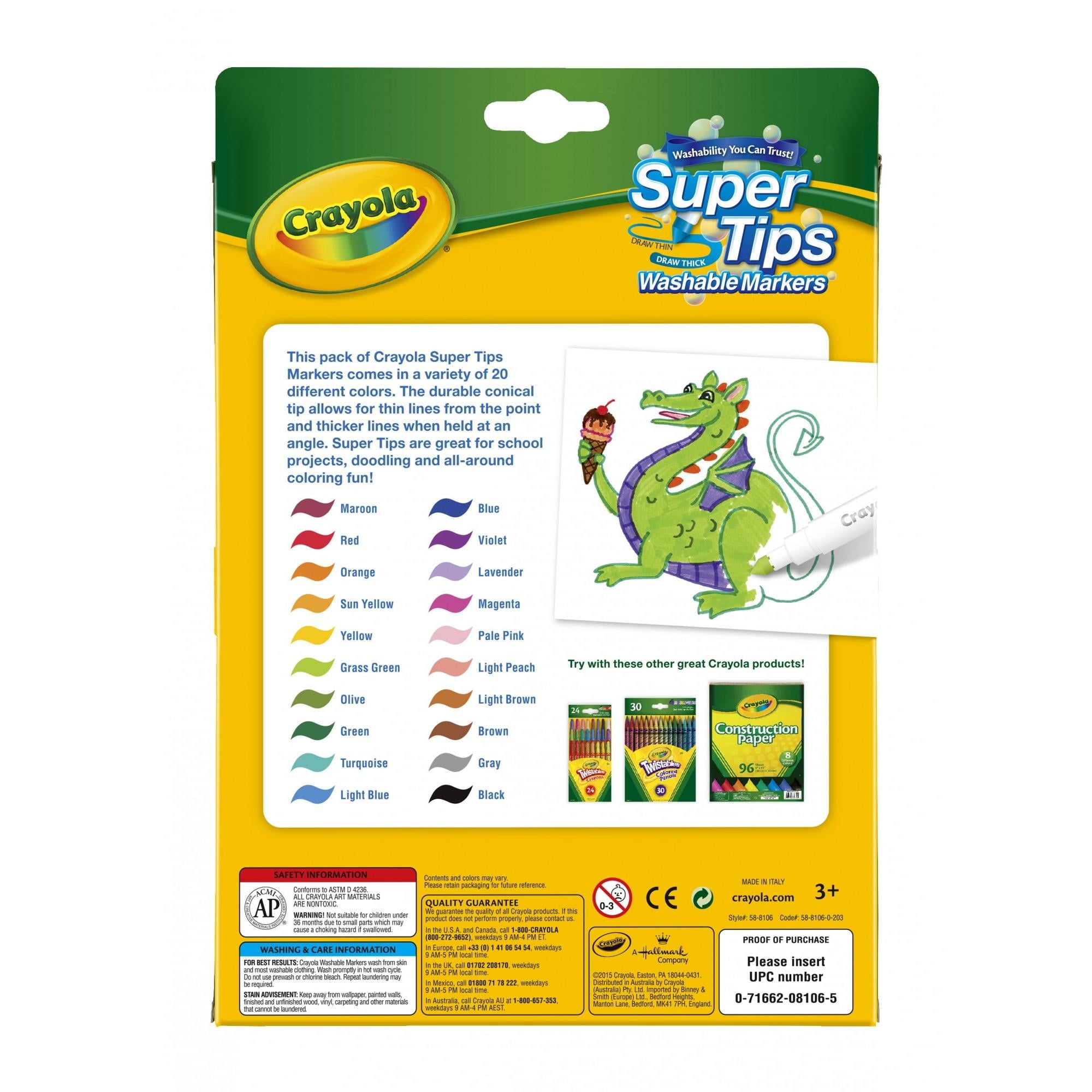 (4 pack) Crayola Super Tips Washable Markers for Kids, 20 Ct, School Supplies, Classroom Must Haves, Bullet Journaling, Gift for Kids, Ages - Image 3