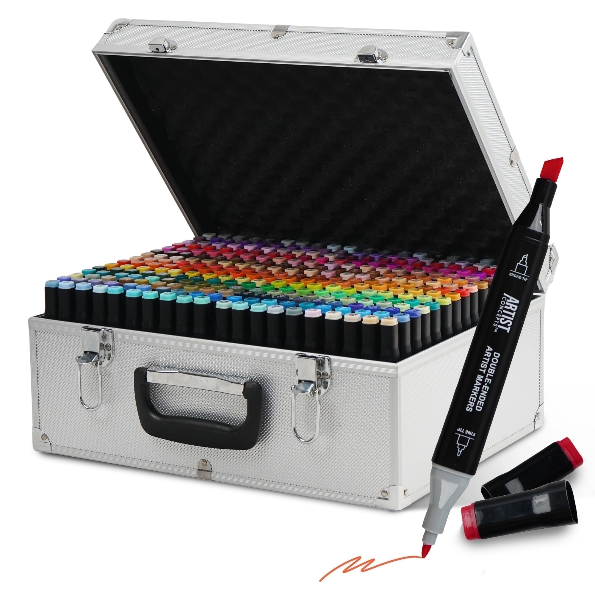 Dual tip Alcohol Markers Vibrant Colors for art and coloring, Metal Case, 160 Count - Image 4