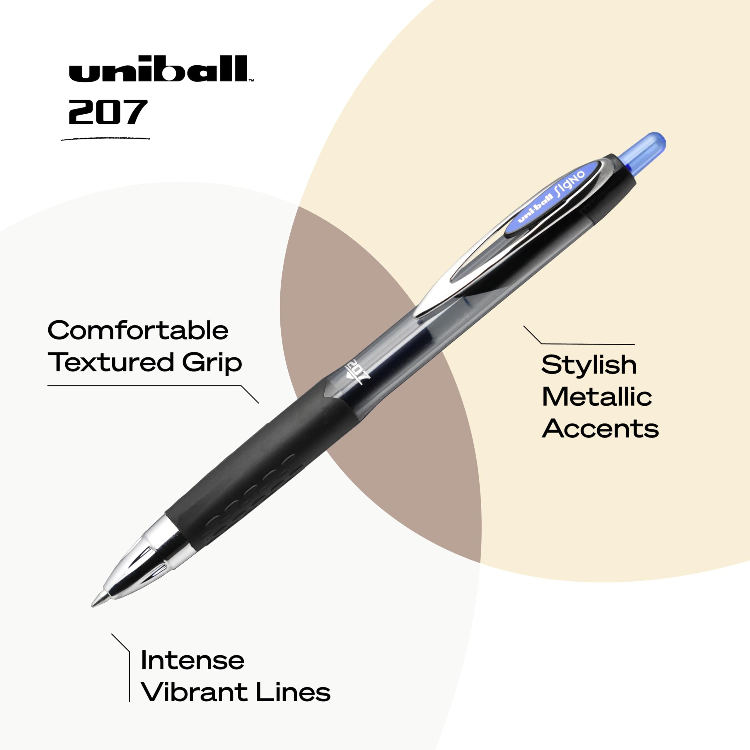 uni-ball 207 Retractable Gel Pen Set, .7mm, 3-Colors - Image 3