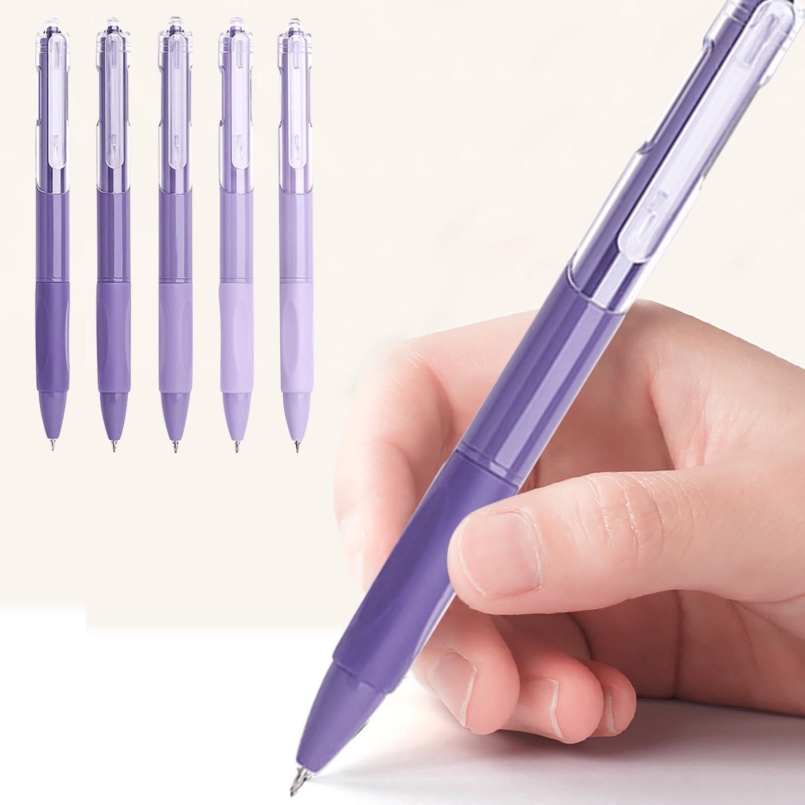 Eoozwa 5PCS Gel Ink Retractable Pens: Black Ink 0.5mm medium Fine Point Pen Set, Extra Smooth Tip No Bleed Smear Smudge Refillable Clickable - Image 2