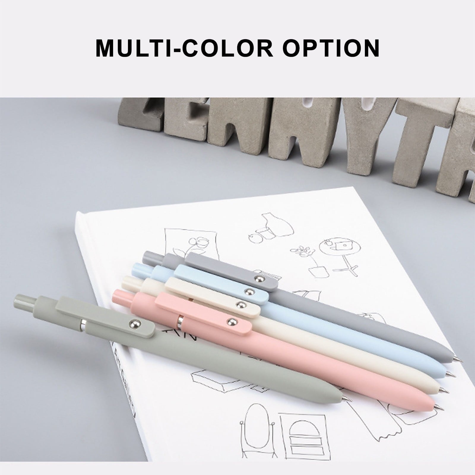 5 Piece Rollerball Gel Pen Set, Multicolor Press Type Writing Instruments, Quick Dry Refillable Pens, Plastic & Metal... - Image 4