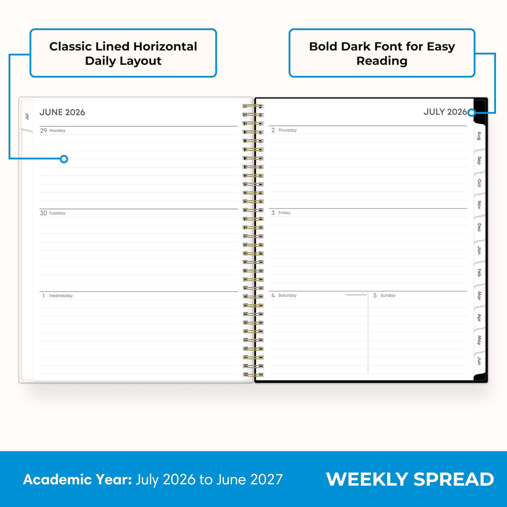 Blue Sky 2026-2027 Weekly and Monthly Academic Year Planner Calendar, July 2026 - June 2027, 8.5" x 11", Flexible Cover, Wirebound, Laminate - Image 3