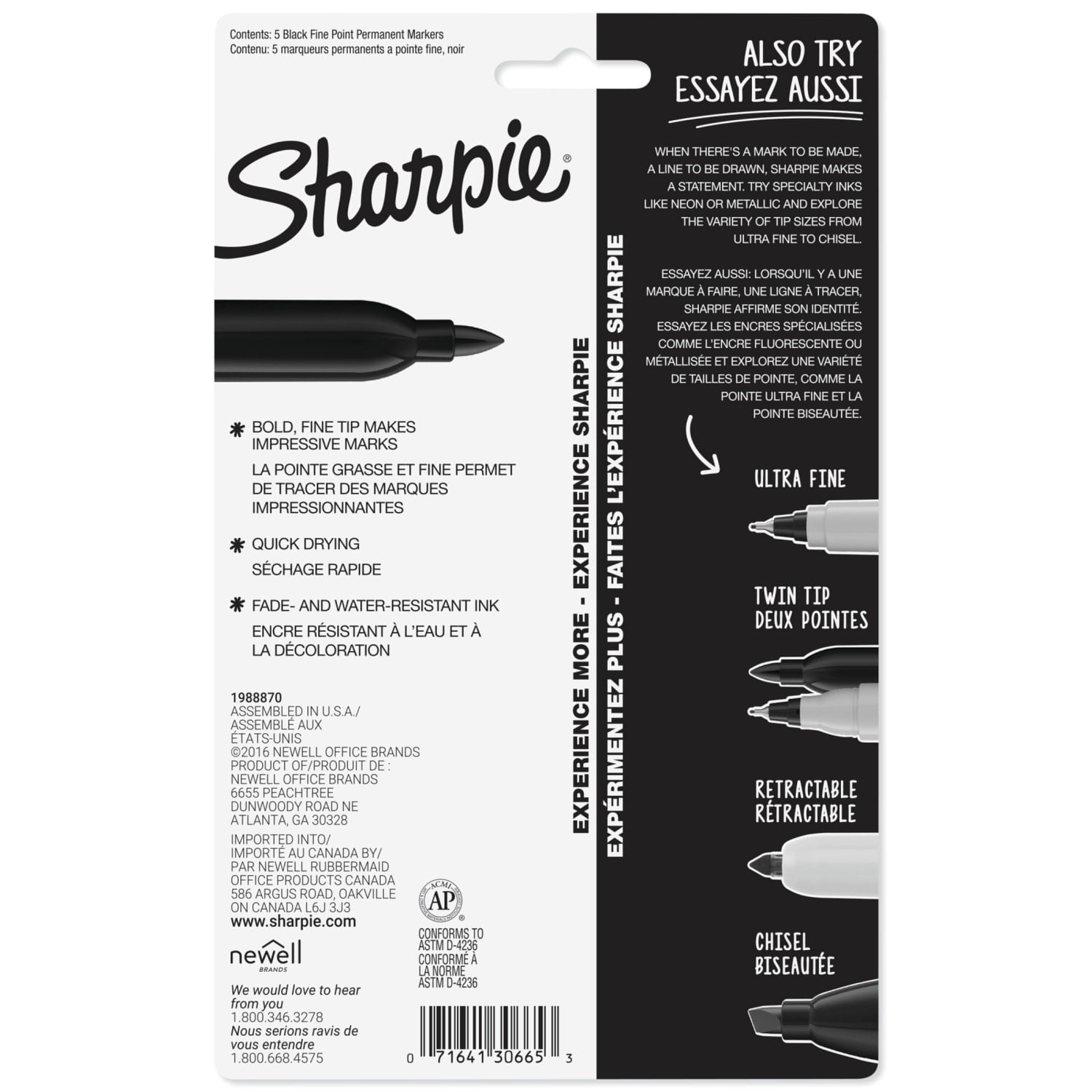 Permanent Markers, Fine Point, Black, 5 Count - Image 6
