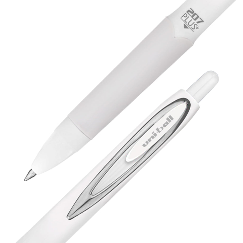 uniball™ 207 Plus+ Retractable Gel Pens, Medium Point (0.7mm), White Barrel, Black Ink. 4 Pack - Image 3