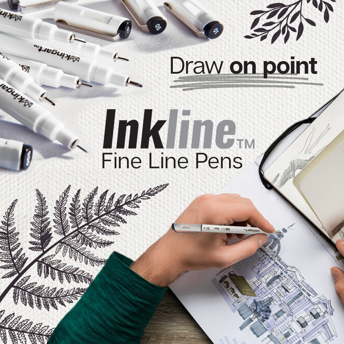 Inkline/Graphic Fine Line Drawing Pens Set – 10 Assorted Sizes, Archival Black Ink Art Illustration and Sketching - Image 2