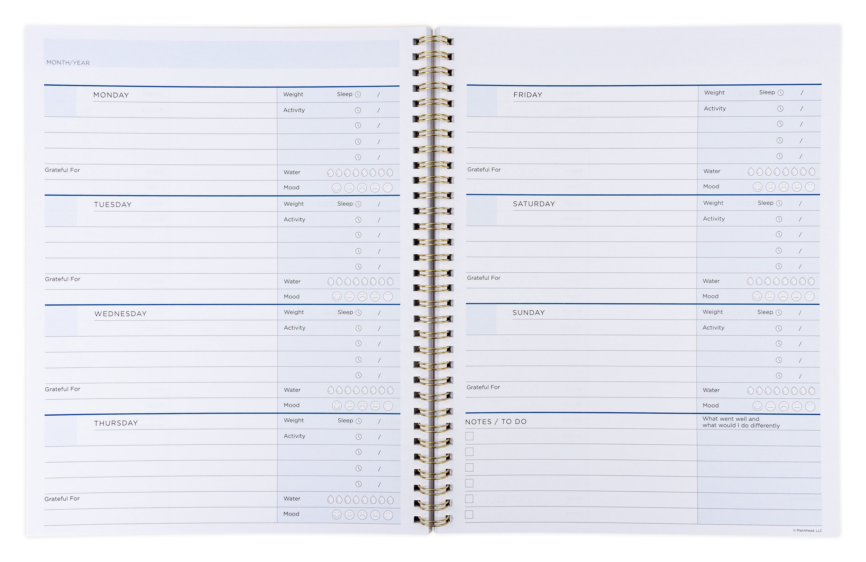 Monthly Weekly Planner Fitness Large (9 x 11) 12 Month Undated - Image 5