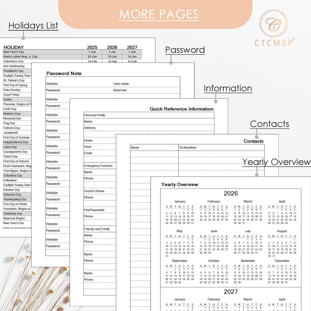 CTCMSP 2026 Planner Calendar Notebook Weekly Monthly Planner 2026 for School Student Teacher Office Supplies-January- December 2026(6.3"X8.5 - Image 4