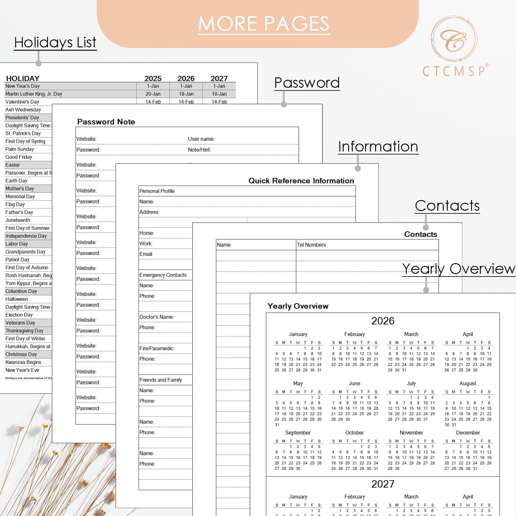 CTCMSP 2026 Planner Calendar Notebook Weekly Monthly Planner 2026 for School Student Teacher Office Supplies-January- December 2026(6.3"X8.5 - Image 4
