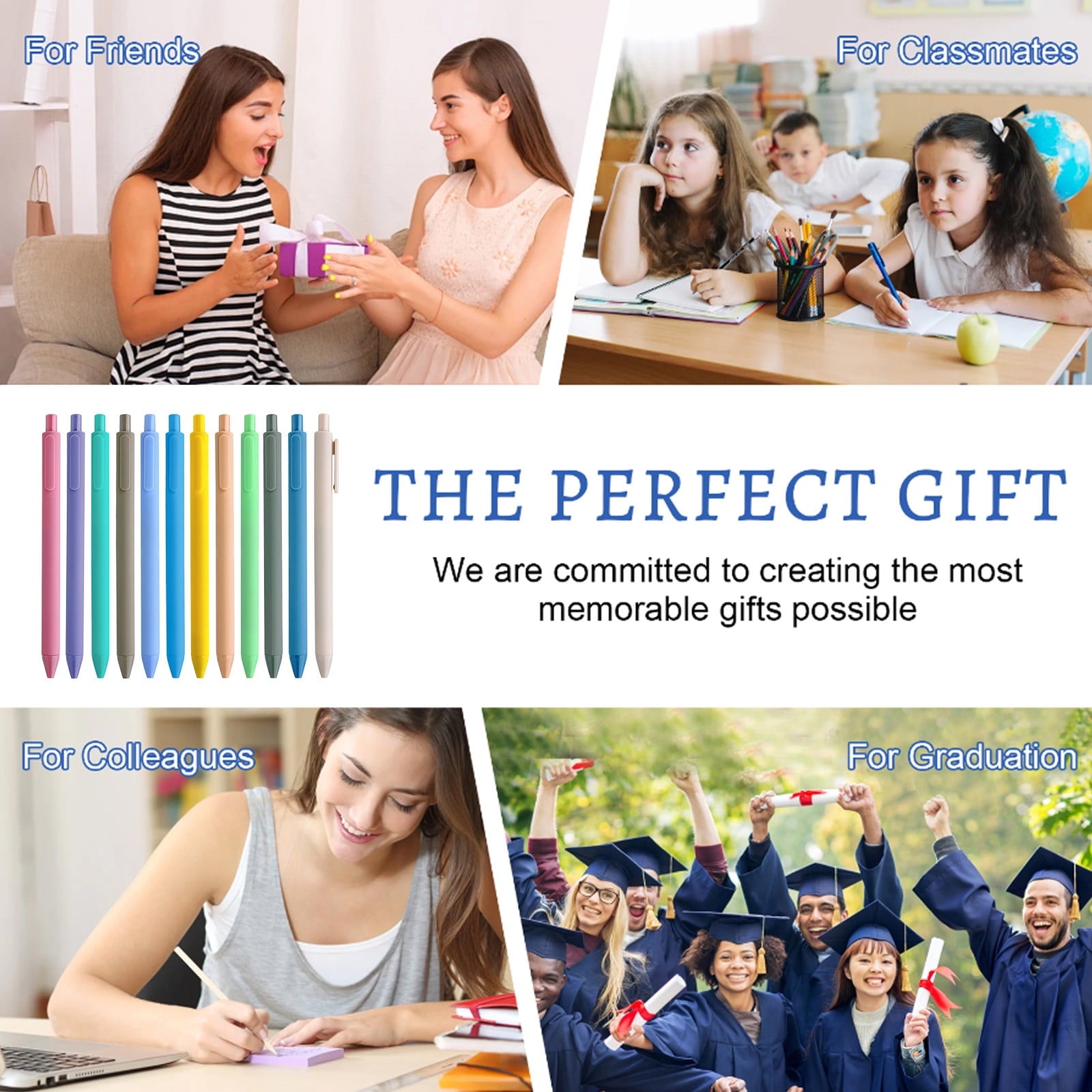 Colored Click Gel Pen Set 12 Pack with 0.5mm Fine Tip Smooth Ink for Comfortable Writing Note Taking Journaling Offic... - Image 4