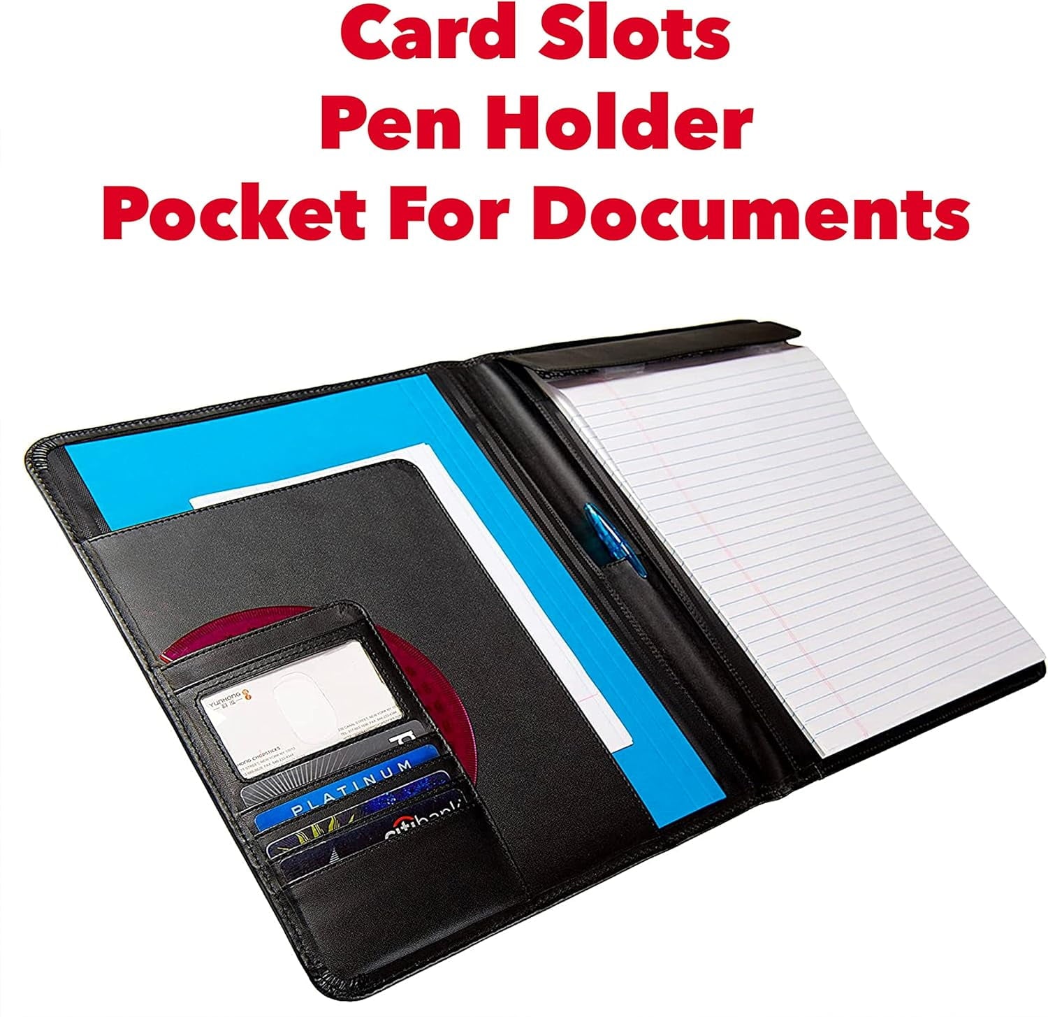 Leatherette Padfolio wh Wring Pad, Black, Pad-30 - Image 4