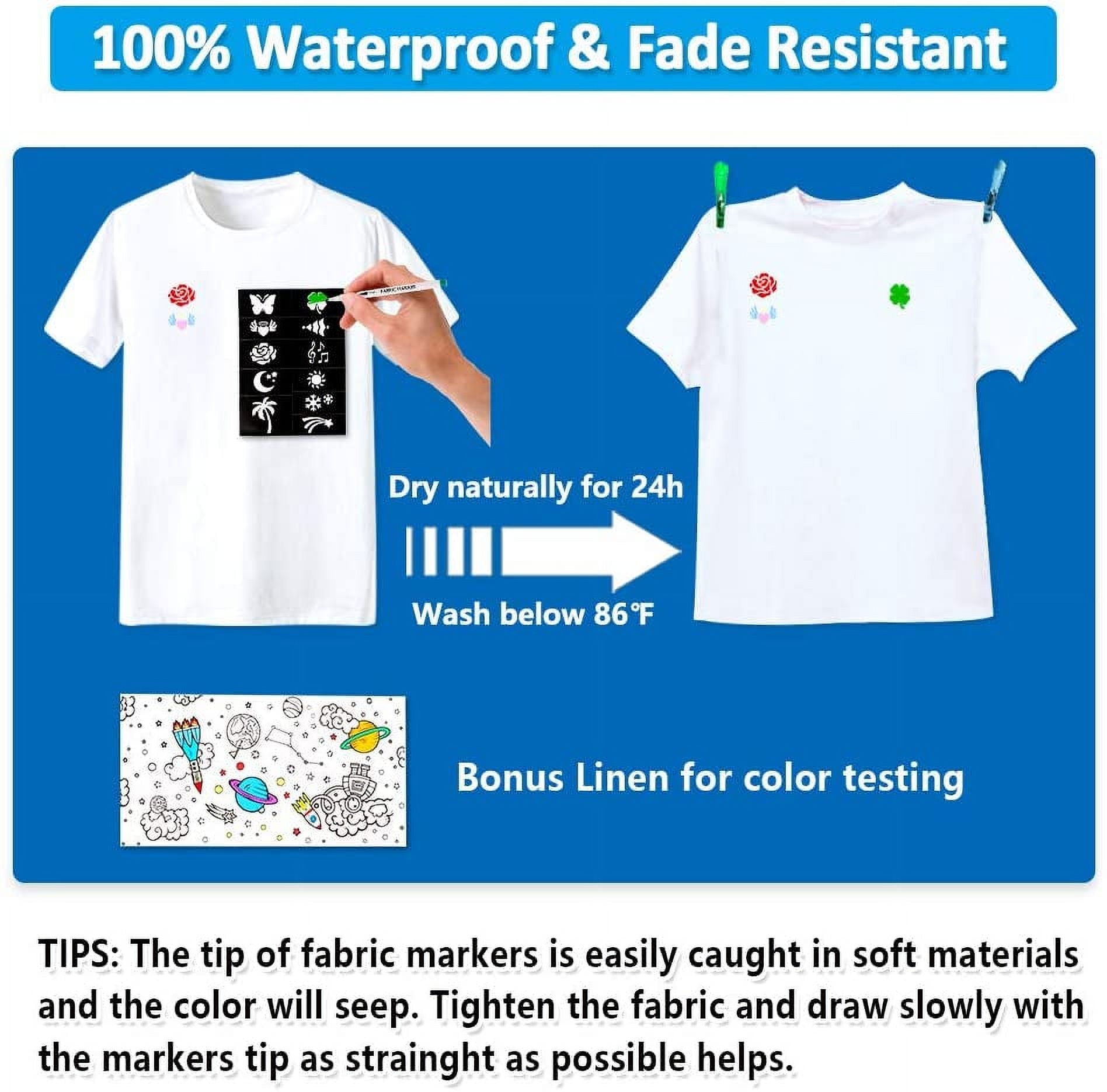 Shuttle Art Non-Toxic Permanent Fabric Markers (36 Colors) - Image 5