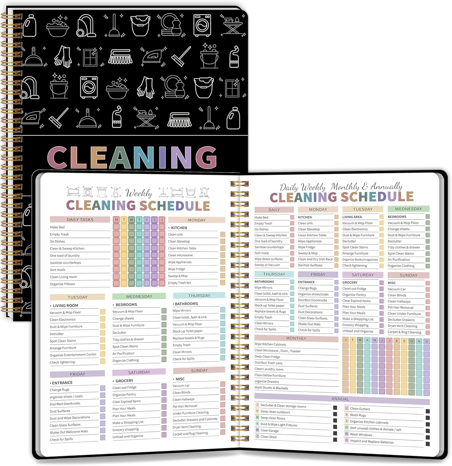 for Adults Women, Schedule and Checklist Notebook, and Organizing , Daily Weekly Monthly Schedule Household Checklist