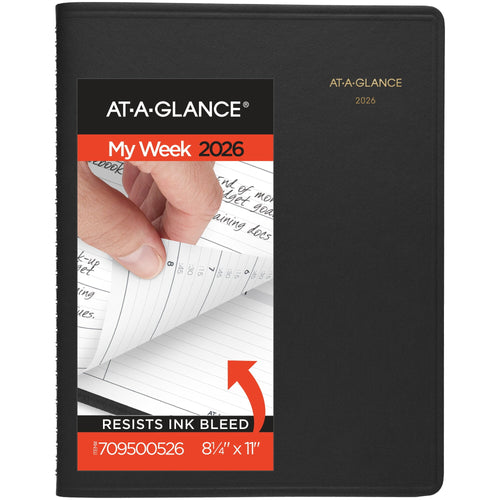 2026 Weekly Appointment Book Planner Black Large 8 14 x 11 - Weekly