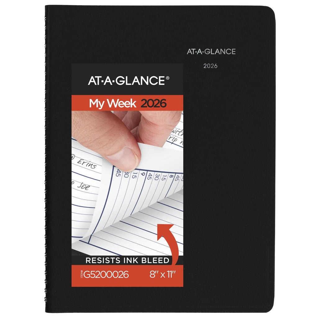 DayMinder 2026 Weekly Appointment Book Planner Black Large 8 x 11