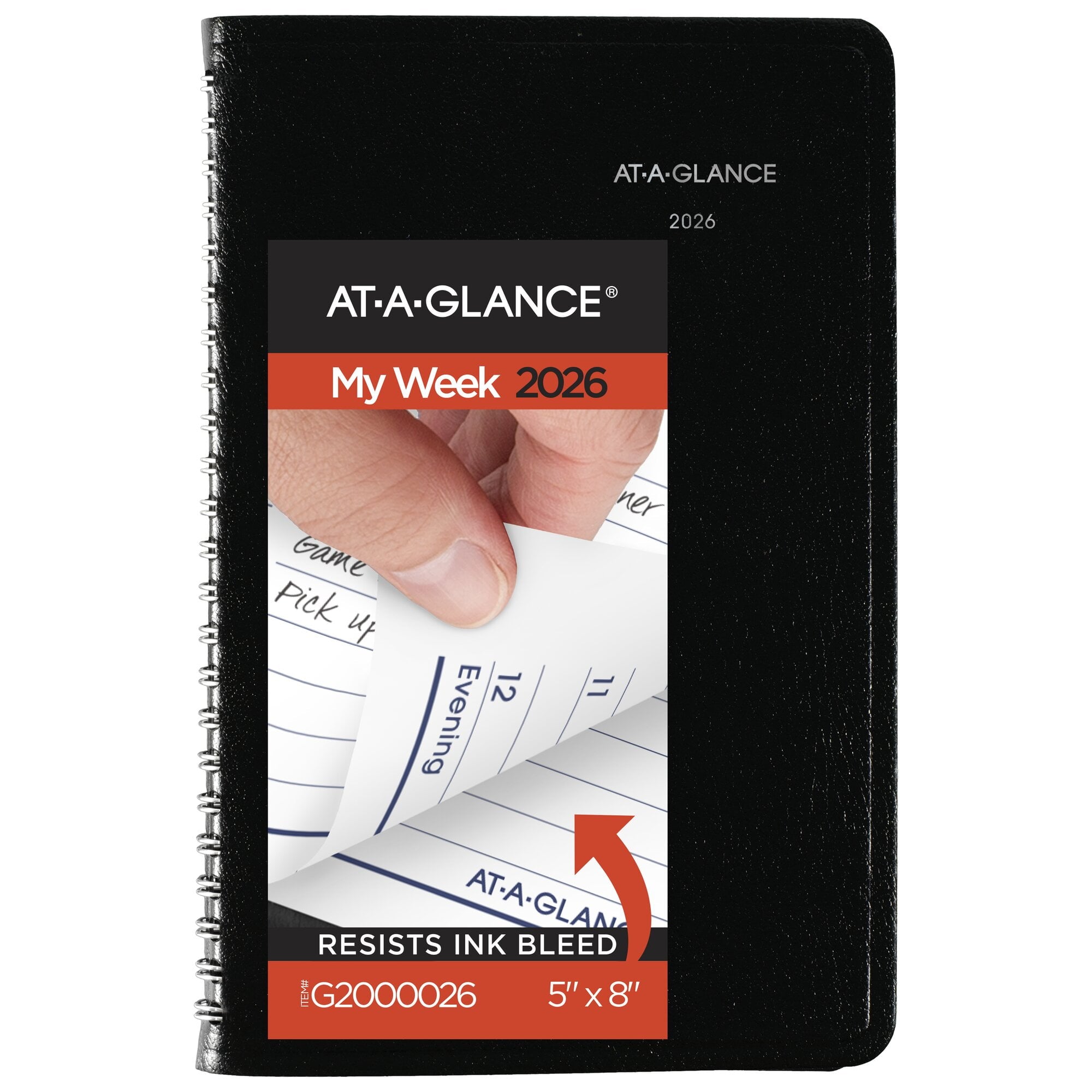 DayMinder 2026 Weekly Appointment Book Planner Black Small 5 x 8