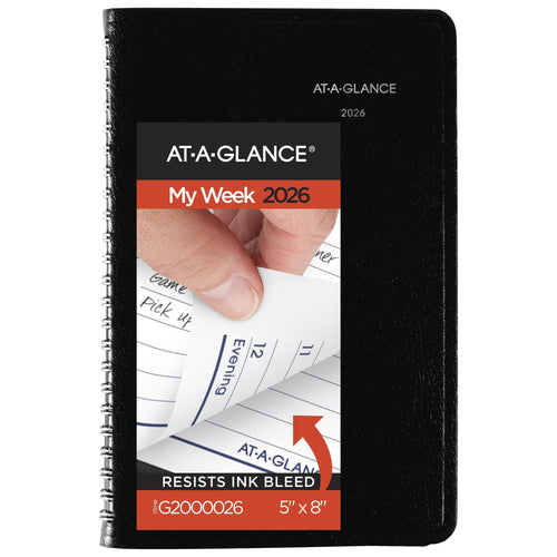 DayMinder 2026 Weekly Appointment Book Planner Black Small 5 x 8