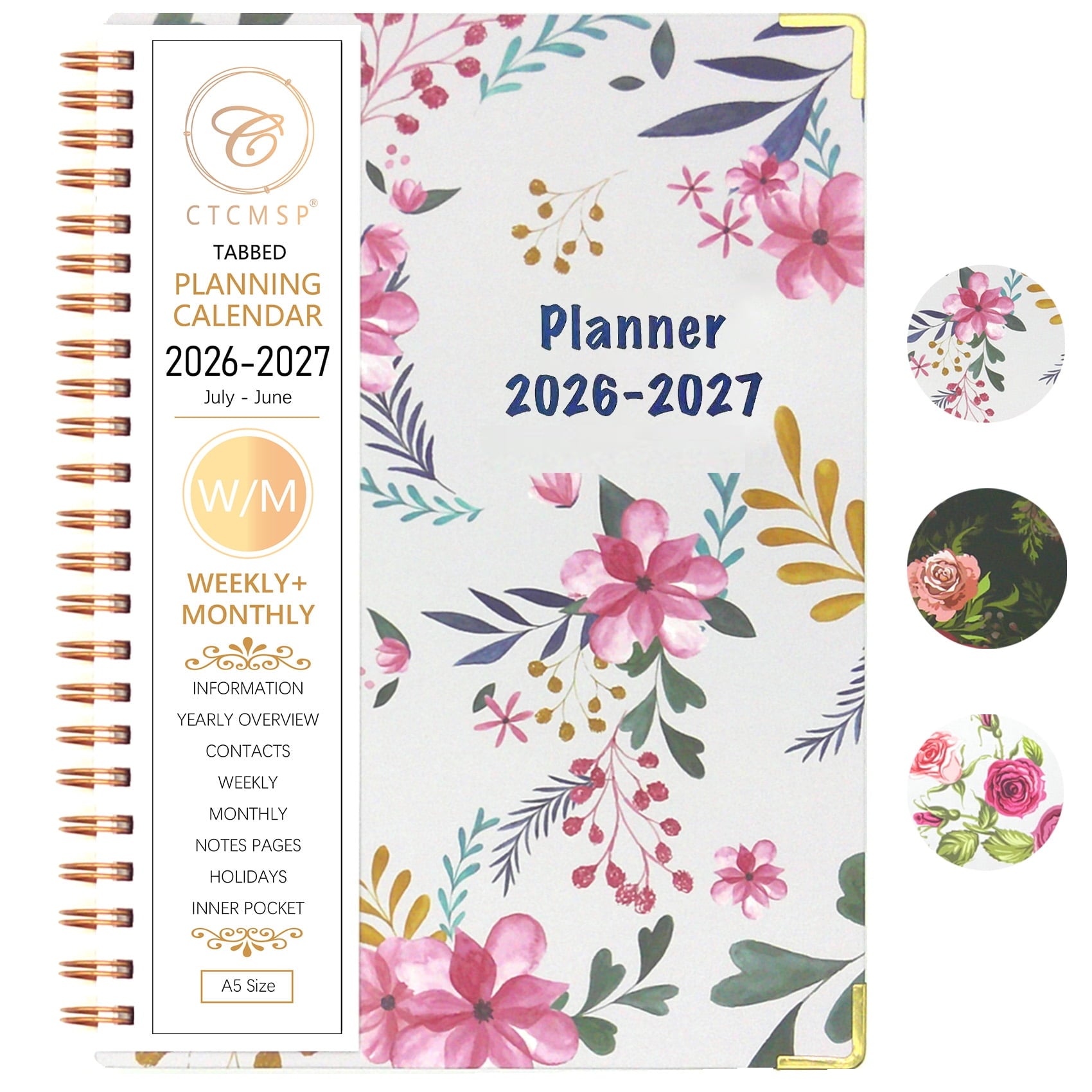 Academic Planner 2026-2027 Calendar Notebook(Jul.2026-Jun.2027,6.3"x8.5") Weekly Monthly Planner for Women Men 2026-2027 Planner Supplies-Fl