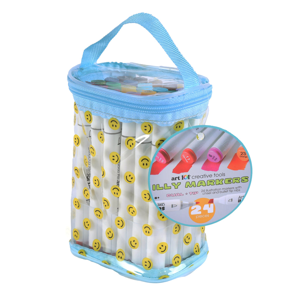 Illy Markers with Carry Pouch, Marker Easter Basket Stuffer for Kids, 24 Count