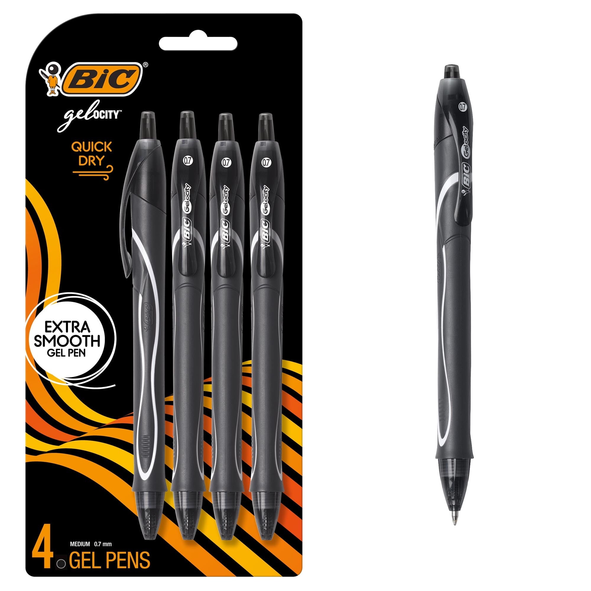 Gelocity Quick Dry Gel Pens, Black Ink, Medium Point (0.7mm), 4-Count