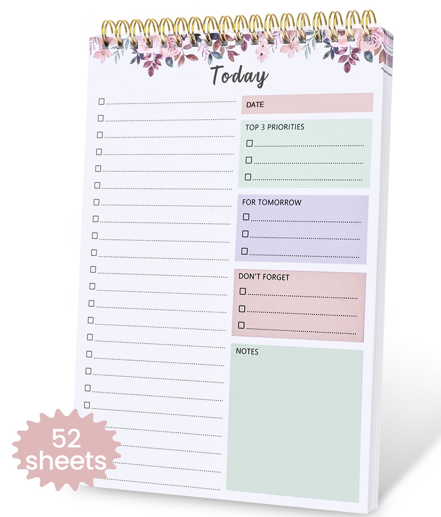 Undated Daily To Do List Notepad, Time Management Goal Planner Notebook, Spiral Task Checklist Organizer, Priority Pl...