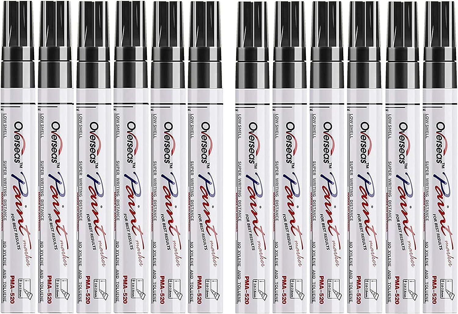 Black Permanent Paint Markers Pen, 12 Pack Waterproof Oil-Based Paint Pen Set Quick Dry and Permanent, Markers for Ro...