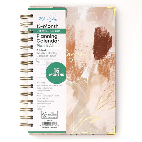 15 Month 2026 Weekly and Monthly Planner Calendar, October 2025 - December 2026, 5" x 8", Hard Cover, Wirebound, Stor...