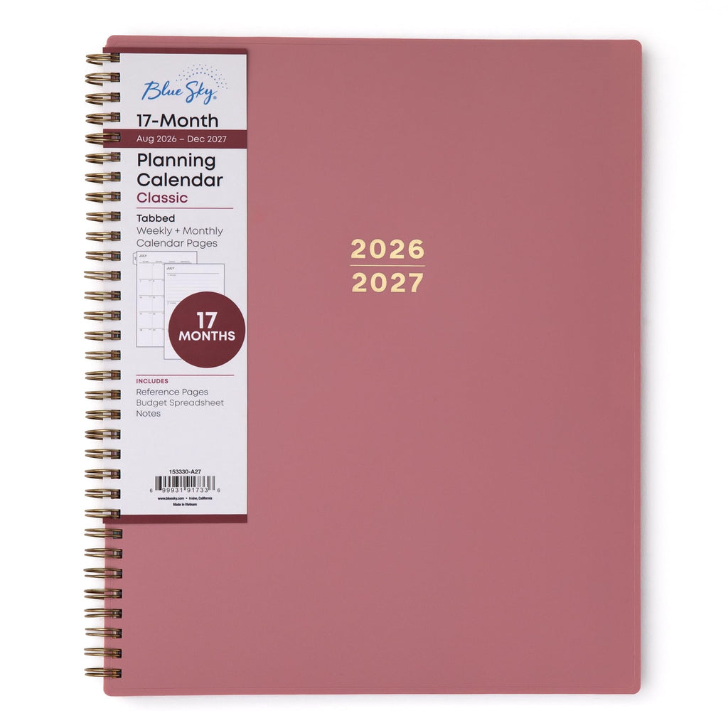 17 Month 2026-2027 Weekly and Monthly Academic Year Planner Calendar, August 2026 - December 2027, 8.5" x 11", Flexib...