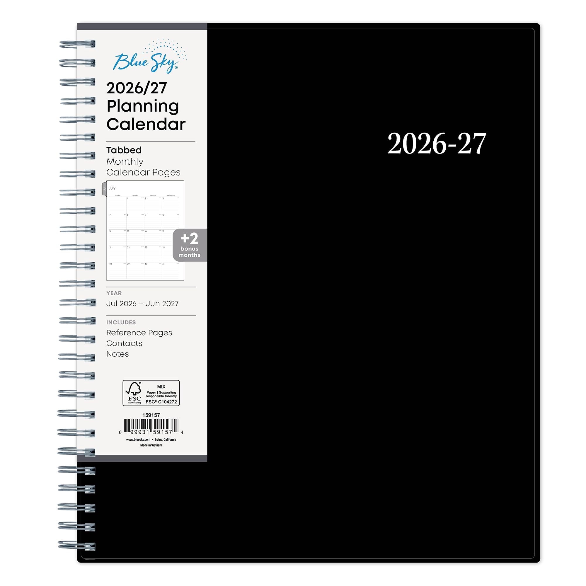 Blue Sky 2026-2027 Monthly Academic Year Planner Calendar, July 2026 - June 2027, 8" x 10", Monthly Layout, Flexible Cover, Wirebound, Lamin